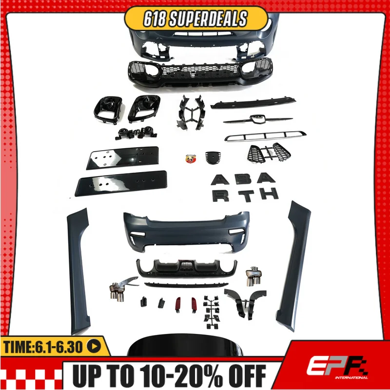 PP Plastic For Fiat 500 Upgrade to Abarth Full Body Kit (500 EU 08-15 S3 & 16-25 facelift S4) (FB,SS,RB)
PP Plastic For Fiat 500 Upgrade to Abarth Full Body Kit (500 EU 08-15 S3 & 16-25 facelift S4) (FB,SS,RB)