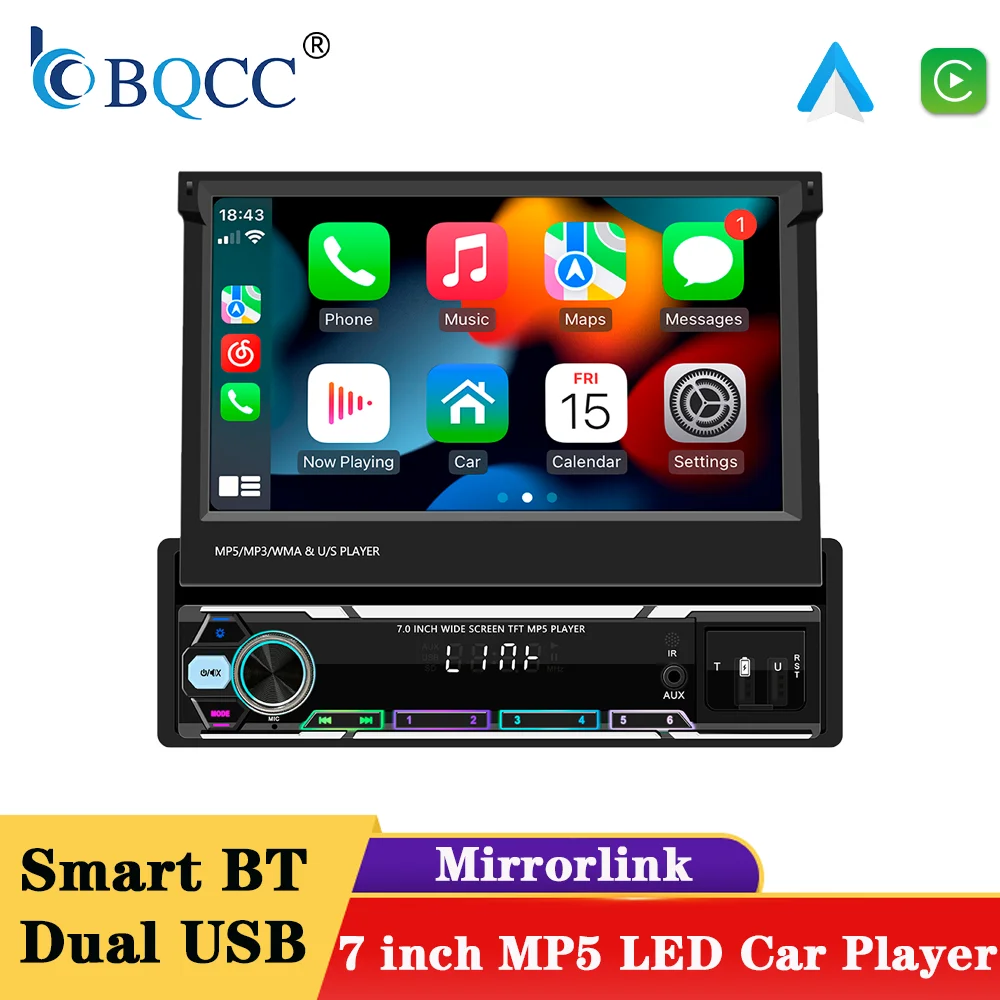 BQCC 7" Car Radio 1 Din Carplay Android Car Multimedia Player HD Touch Screen AUX Input Bluetooth MirrorLink Universal Autoradio
BQCC 7" Car Radio 1 Din Carplay Android Car Multimedia Player HD Touch Screen AUX Input Bluetooth MirrorLink Universal Autoradio