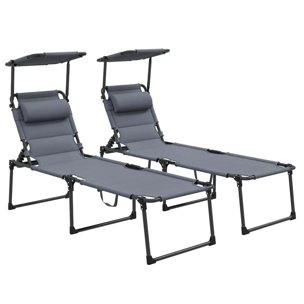 2 Pieces Outdoor Lounge Chair, Adjustable Backrest Folding Chaise Lounge, Cushioned Tanning Chair with Sunshade Roof amp Pillow
2 Pieces Outdoor Lounge Chair, Adjustable Backrest Folding Chaise Lounge, Cushioned Tanning Chair with Sunshade Roof amp Pillow