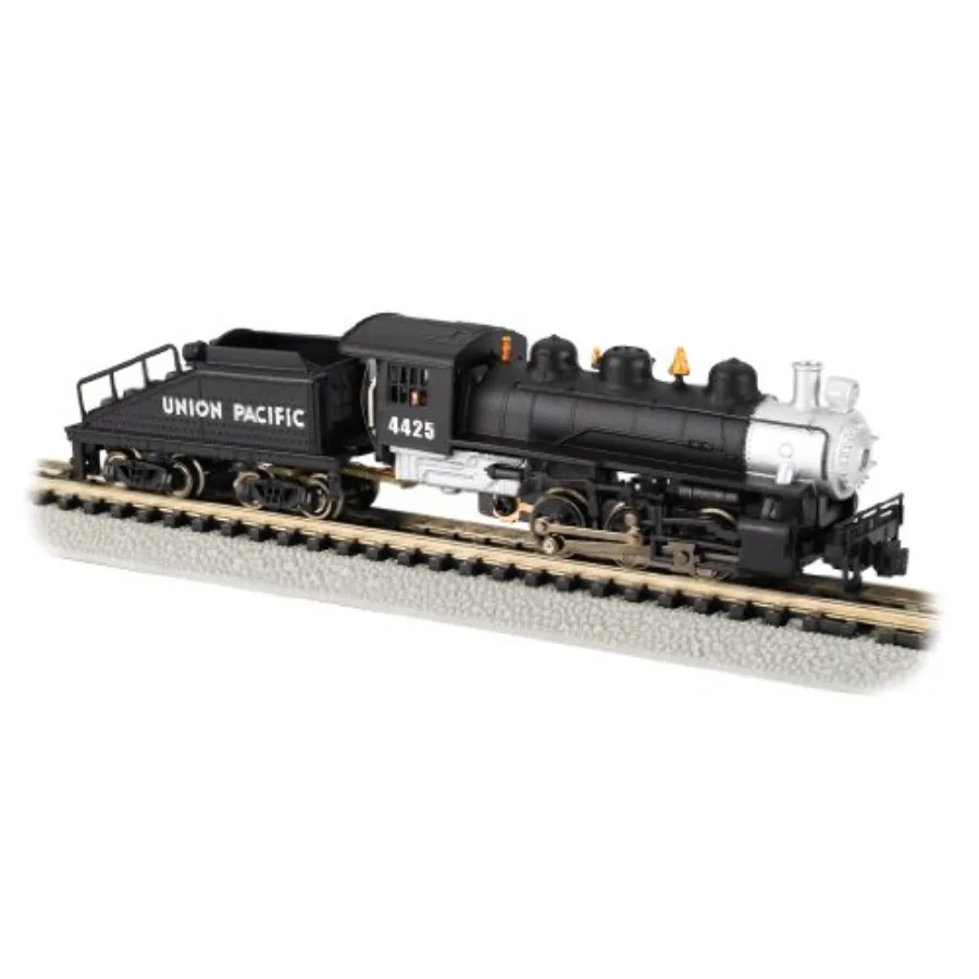 USRA 0-6-0 Switcher Locomotive and Tender for Union Pacific train operations, metal body with black/silver finish, N scale mode
USRA 0-6-0 Switcher Locomotive and Tender for Union Pacific train operations, metal body with black/silver finish, N scale mode