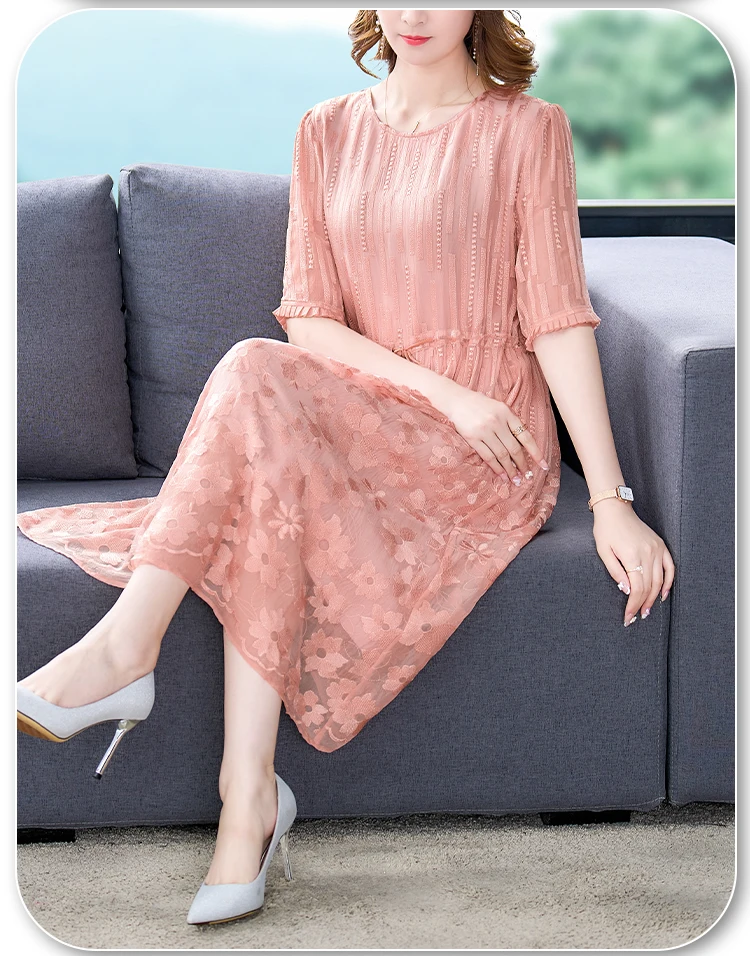 Pink Embroidered Korean O Neck Short Sleeve Summer Dress Women's Embroidered Dress Elegant Simple Slim Casual Vestidos 2022 New
Pink Embroidered Korean O Neck Short Sleeve Summer Dress Women's Embroidered Dress Elegant Simple Slim Casual Vestidos 2022 New