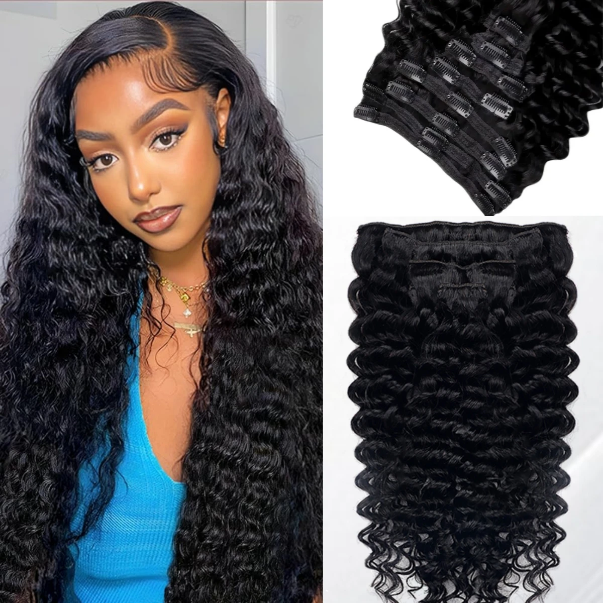120G/Set Loose Deep Wave Clip In Hair Extensions 100% Unprocessed Human Hair Full Head PU Seamless Clip In Human Hair Extensions
120G/Set Loose Deep Wave Clip In Hair Extensions 100% Unprocessed Human Hair Full Head PU Seamless Clip In Human Hair Extensions