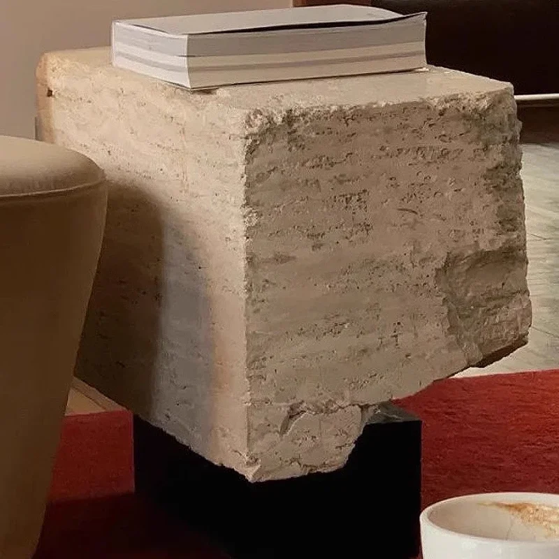 Wabi-sabi wind, villa model room, retro travertine small coffee table, raw wild marble, living room
Wabi-sabi wind, villa model room, retro travertine small coffee table, raw wild marble, living room