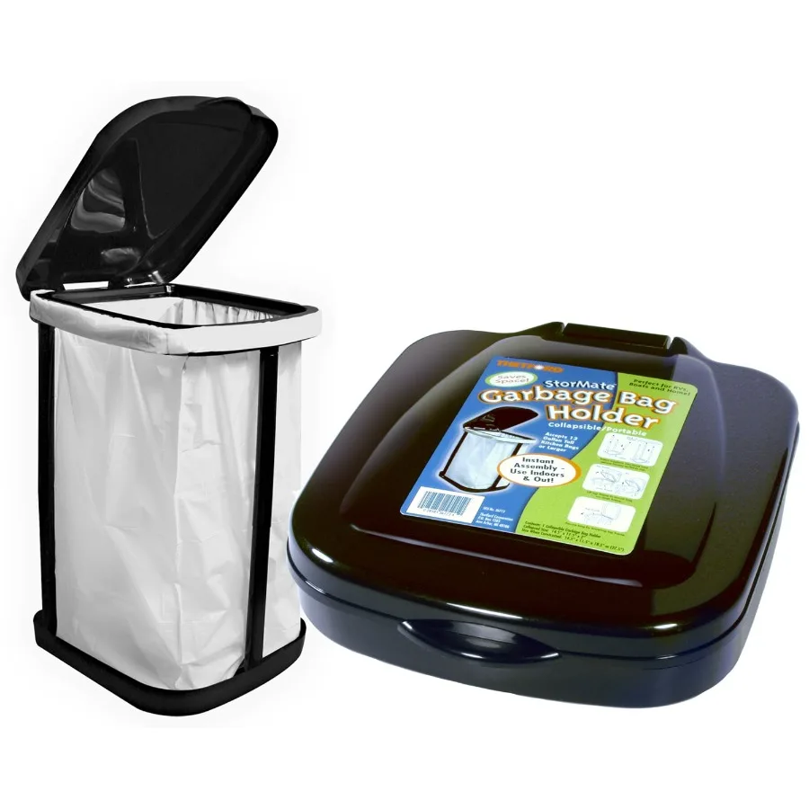 Collapsible Garbage Bag Holder for RV, Marine Home Use Compact Space-Saving Design, Black, Easy-Clip Mounting, Fits Standard Ba
Collapsible Garbage Bag Holder for RV, Marine Home Use Compact Space-Saving Design, Black, Easy-Clip Mounting, Fits Standard Ba