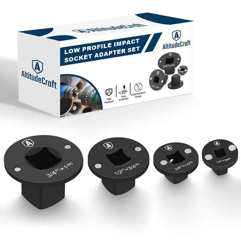 Altitudecraft Low Profile Impact Socket Adapter Set – Industrial Drive Ratchet & Wrench Adapter Set for Tight Spaces, 4PC
Altitudecraft Low Profile Impact Socket Adapter Set – Industrial Drive Ratchet & Wrench Adapter Set for Tight Spaces, 4PC
