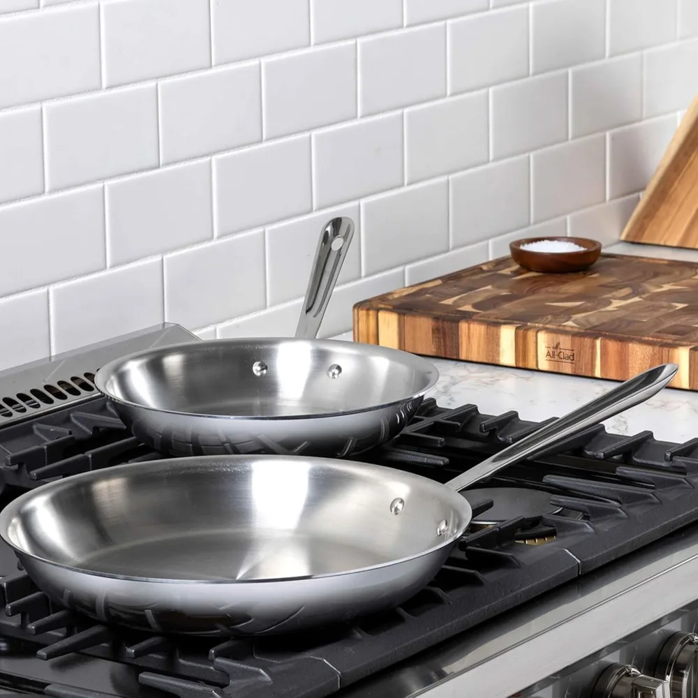 D3 3-Ply Stainless Steel Fry Pan Set 2 Piece, 10, 12 Inch, Induction Oven Broiler Safe 600F, Kitchen Cooking Set, Skillets
D3 3-Ply Stainless Steel Fry Pan Set 2 Piece, 10, 12 Inch, Induction Oven Broiler Safe 600F, Kitchen Cooking Set, Skillets