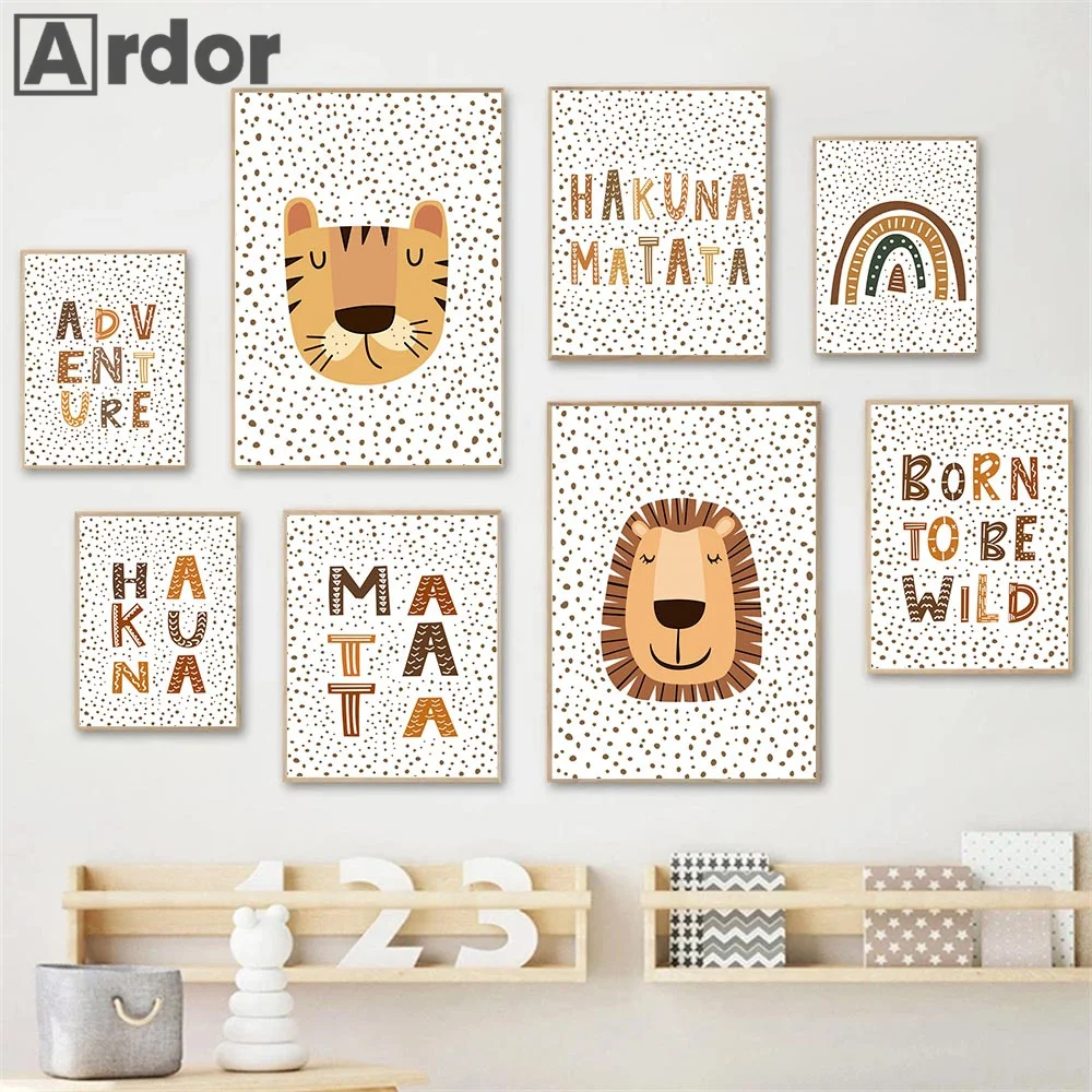 Boho Lion Tiger Animal Rainbow Wall Art Print Nursery Poster HAKUNA MATATA Canvas Painting Picture Children Baby Kids Room Decor
Boho Lion Tiger Animal Rainbow Wall Art Print Nursery Poster HAKUNA MATATA Canvas Painting Picture Children Baby Kids Room Decor
