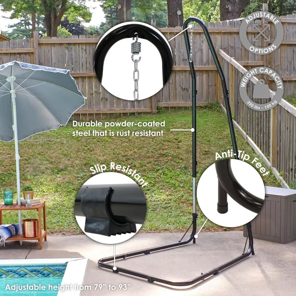 Adjustable Hammock Chair Stand Only 79Inch to 93Inch Tall Hanging Chair Stand HeavyDuty 330Pound Weight Capacity
Adjustable Hammock Chair Stand Only 79Inch to 93Inch Tall Hanging Chair Stand HeavyDuty 330Pound Weight Capacity