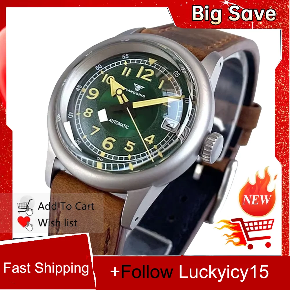 Bubble Domed Sapphire Vintage Dial Green Lume Tandorio 36mm Military Field Retro Wristwatch 200M Diving Automatic NH35 Watch Men
Bubble Domed Sapphire Vintage Dial Green Lume Tandorio 36mm Military Field Retro Wristwatch 200M Diving Automatic NH35 Watch Men