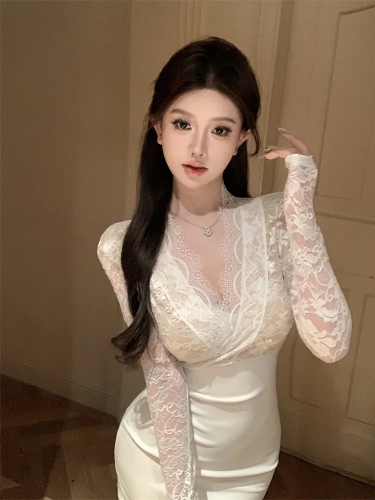 Hebe Style Black Sexy V-Neck Lace Dress Women Slimming Pure Desire Tight Fit Wrap around Skirt Korean Version Long Sleeve Sho...
Hebe Style Black Sexy V-Neck Lace Dress Women Slimming Pure Desire Tight Fit Wrap around Skirt Korean Version Long Sleeve Sho...
