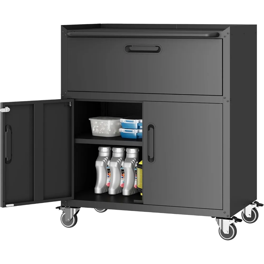 Metal Tool Storage Cabinet with Lock, Rolling Tool Cabinets with 2 Doors and 1 Drawer for Garage, Tool Room, Warehouse, Assembly
Metal Tool Storage Cabinet with Lock, Rolling Tool Cabinets with 2 Doors and 1 Drawer for Garage, Tool Room, Warehouse, Assembly