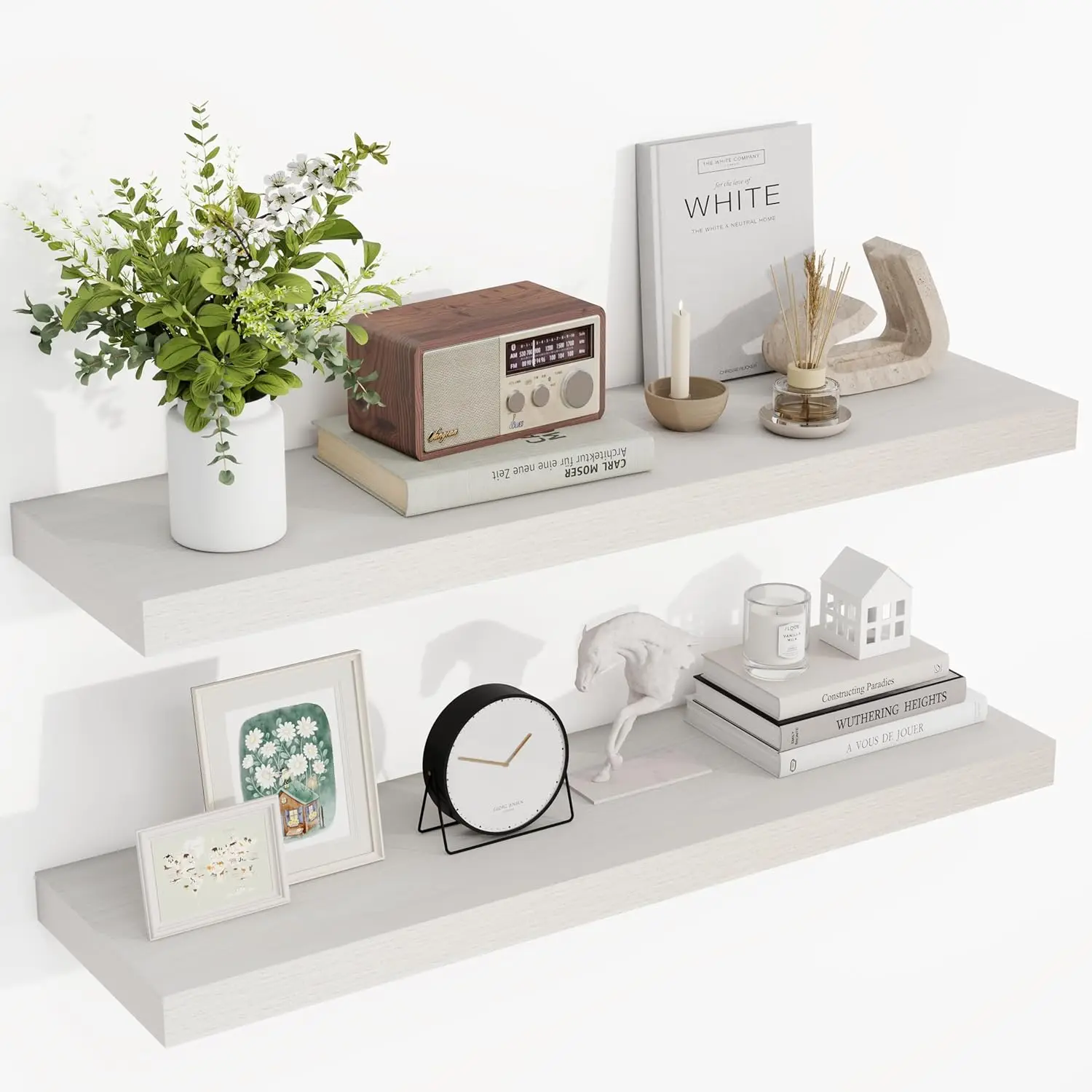 36 Inch Floating Shelves, 9.25" Deep, Cream White Oak, Set of 2
36 Inch Floating Shelves, 9.25" Deep, Cream White Oak, Set of 2