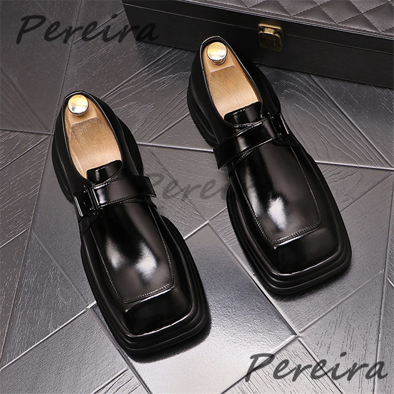 Men's Square Toe Thick Soled Derby Shoes British Style Metal Buckle Height Increasing Loafers Trend Versatile Party Casual Shoes
Men's Square Toe Thick Soled Derby Shoes British Style Metal Buckle Height Increasing Loafers Trend Versatile Party Casual Shoes