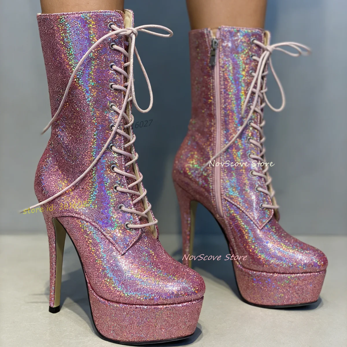 Ботильоны на платформе с круглым носком, на высоком каблуке-шпильке, со стразами, на шнуровке, с боковой молнией, сексуальные женские туфли для танцев, вечерние ботильоны
Ботильоны на платформе с круглым носком, на высоком каблуке-шпильке, со стразами, на шнуровке, с боковой молнией, сексуальные женские туфли для танцев, вечерние ботильоны