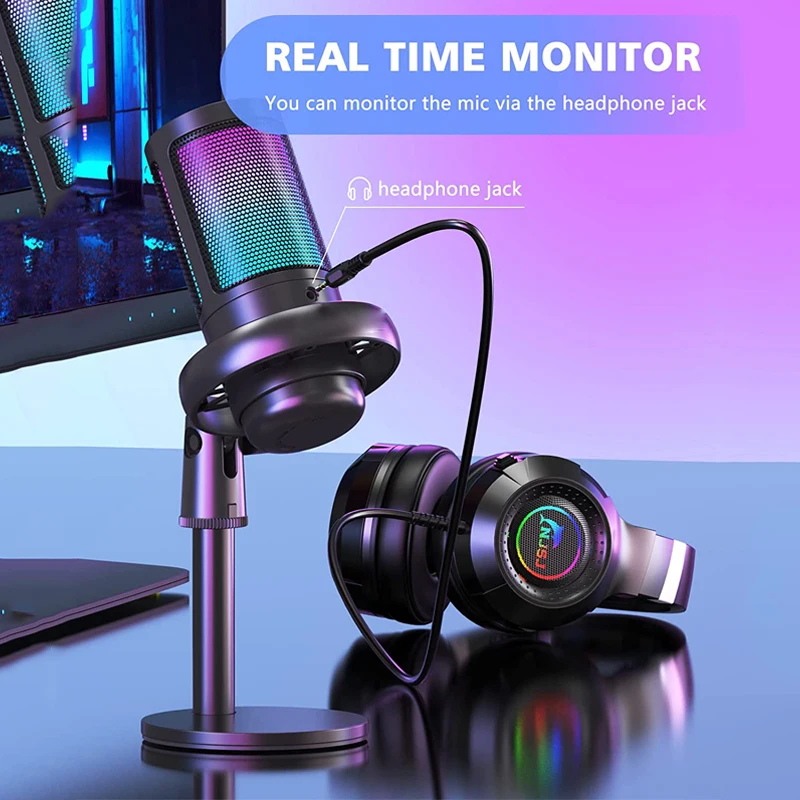Профессиональный RGB-микрофон с подсветкой, USB-микрофон, игровой микрофон для записи и потоковой передачи данных на ПК и Mac с противоударным креплением
Профессиональный RGB-микрофон с подсветкой, USB-микрофон, игровой микрофон для записи и потоковой передачи данных на ПК и Mac с противоударным креплением