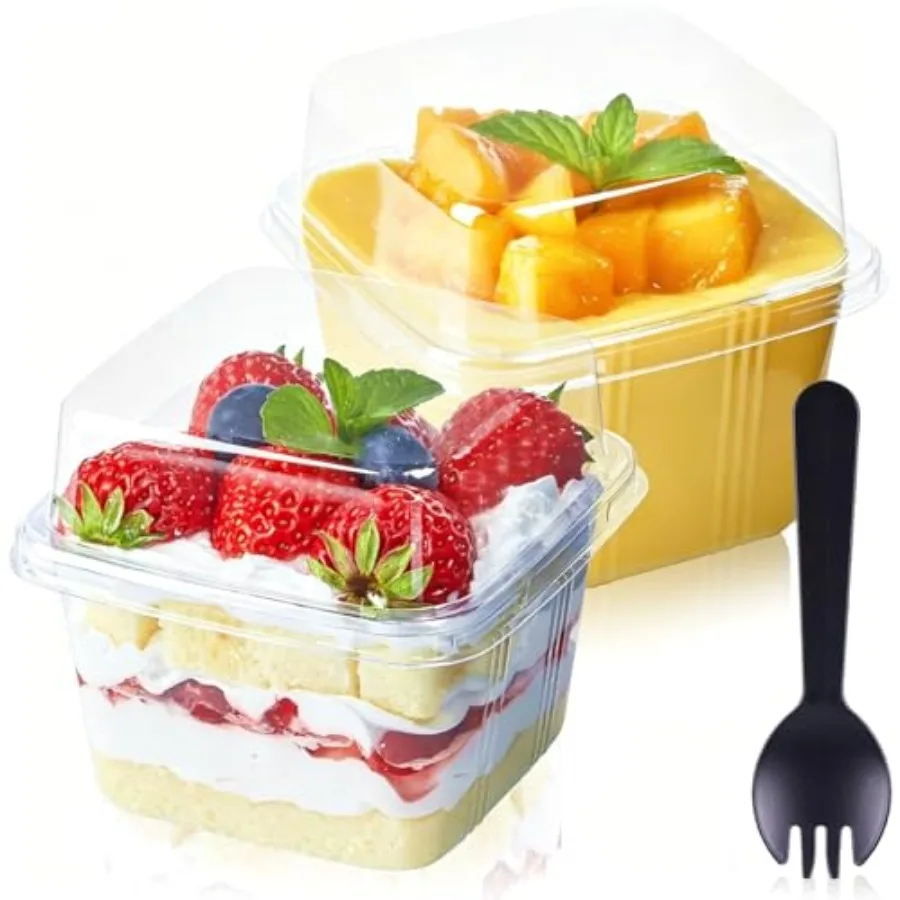 Ct 8 oz Square Plastic Dessert Cups with Lids and Sporks, Clear Plastic Yogurt Parfait Cups Cake Cups for Mousse, Fruit, Banana
Ct 8 oz Square Plastic Dessert Cups with Lids and Sporks, Clear Plastic Yogurt Parfait Cups Cake Cups for Mousse, Fruit, Banana