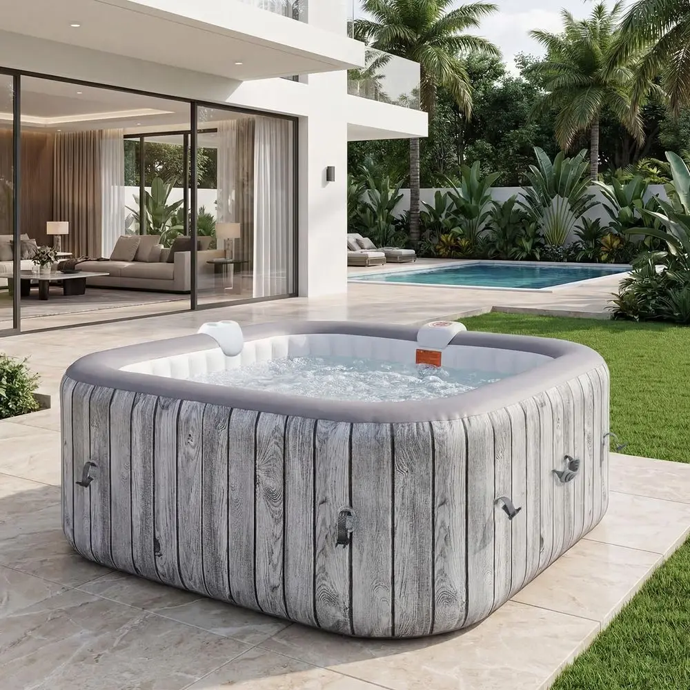 Inflatable Hot Tub 46 Person, Square Portable Outdoor Spa with 130 Soothing Air Jets, Heater Pump, Insulated Cover and Filter S
Inflatable Hot Tub 46 Person, Square Portable Outdoor Spa with 130 Soothing Air Jets, Heater Pump, Insulated Cover and Filter S