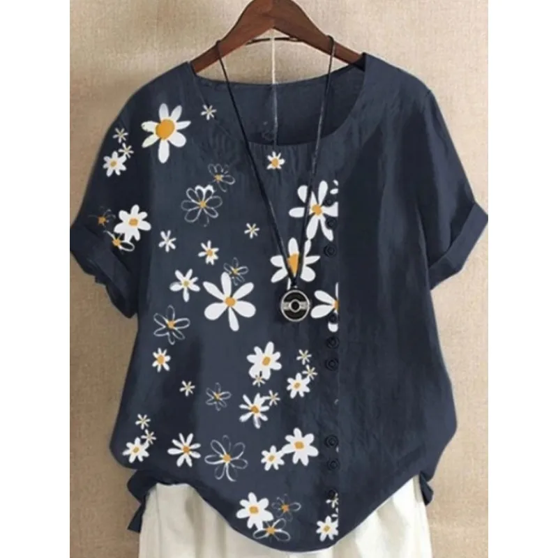 Women's Summer Vintage Floral Print Linen Cotton Loose Casual Blouse Top
Women's Summer Vintage Floral Print Linen Cotton Loose Casual Blouse Top