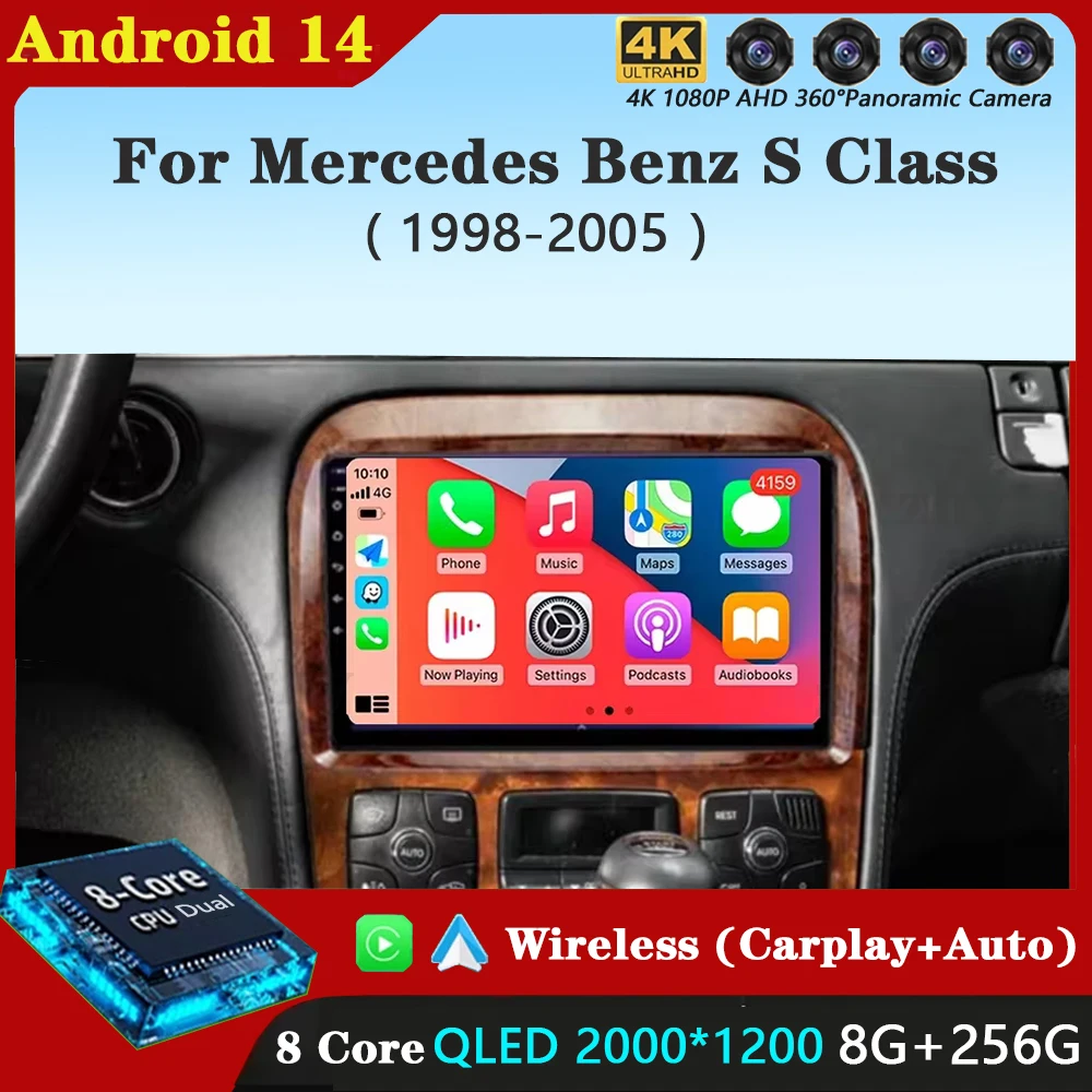 Android 14 Car Radio for Mercedes Benz S Class W220 S280 S320 S350 S400 S430 S500 S600 AMG 1998-2005 GPS WIFI 4G Carplay NO 2Din
Android 14 Car Radio for Mercedes Benz S Class W220 S280 S320 S350 S400 S430 S500 S600 AMG 1998-2005 GPS WIFI 4G Carplay NO 2Din