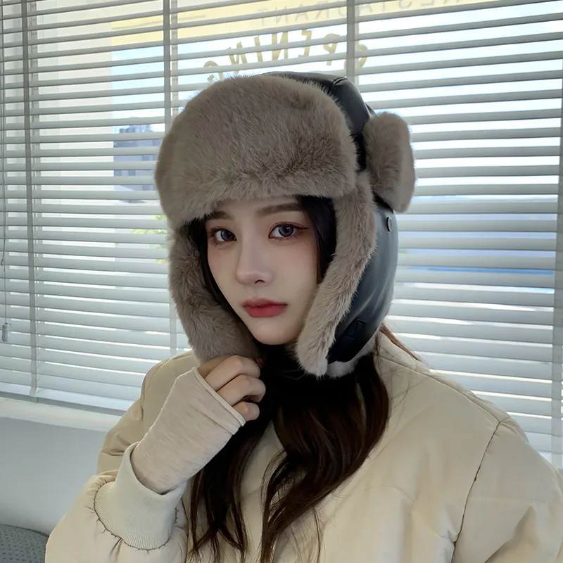 Winter pilot hat for men and women outdoor artificial leather ski hat Russian thickened ear protection warm hat шапка женская
Winter pilot hat for men and women outdoor artificial leather ski hat Russian thickened ear protection warm hat шапка женская