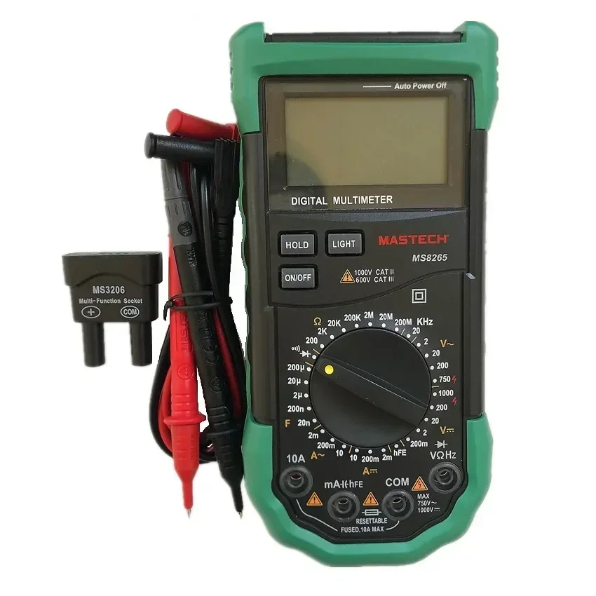 Цифровой Мультиметр MASTECH MS8265, тестер с ЖК дисплеем, для измерения напряжения и сопротивления, емкости, цепи и цепи, постоянного и переменного тока
Цифровой Мультиметр MASTECH MS8265, тестер с ЖК дисплеем, для измерения напряжения и сопротивления, емкости, цепи и цепи, постоянного и переменного тока