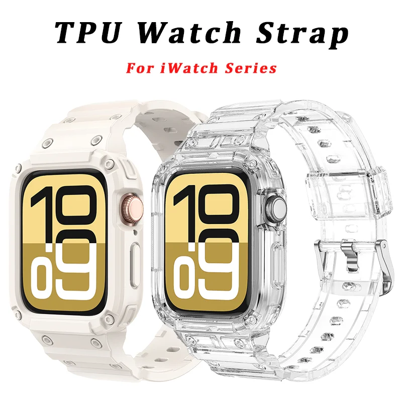 Clear Case + Band For Apple Watch Series 10 42mm 46mm Jelly Transparent Soft Sport Strap Correa Cover for iWatch Series 10 46mm
Clear Case + Band For Apple Watch Series 10 42mm 46mm Jelly Transparent Soft Sport Strap Correa Cover for iWatch Series 10 46mm