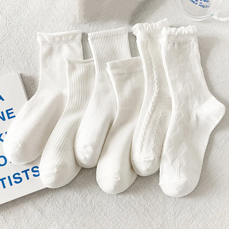5 Pairs Lolita Socks Womens White All-match Sweet Girls Lady Ins Japanese Style Dress Cotton Soft Hosiery Female Mid Socks Meias
5 Pairs Lolita Socks Womens White All-match Sweet Girls Lady Ins Japanese Style Dress Cotton Soft Hosiery Female Mid Socks Meias