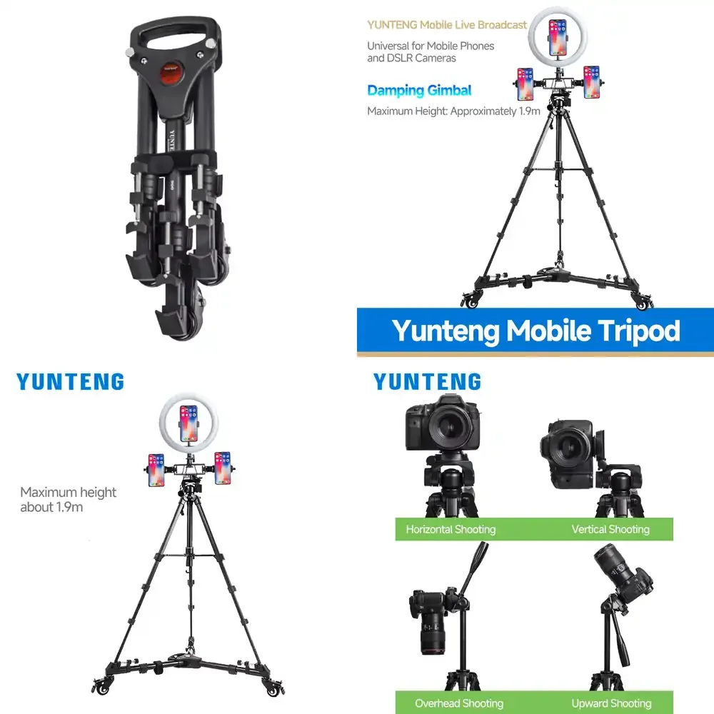 Yunteng 668 Aluminum Alloy Flexible Mobile Live Streaming Tripod Vertical Screen Stand Wheels Floor-standing Multi-Camera
Yunteng 668 Aluminum Alloy Flexible Mobile Live Streaming Tripod Vertical Screen Stand Wheels Floor-standing Multi-Camera