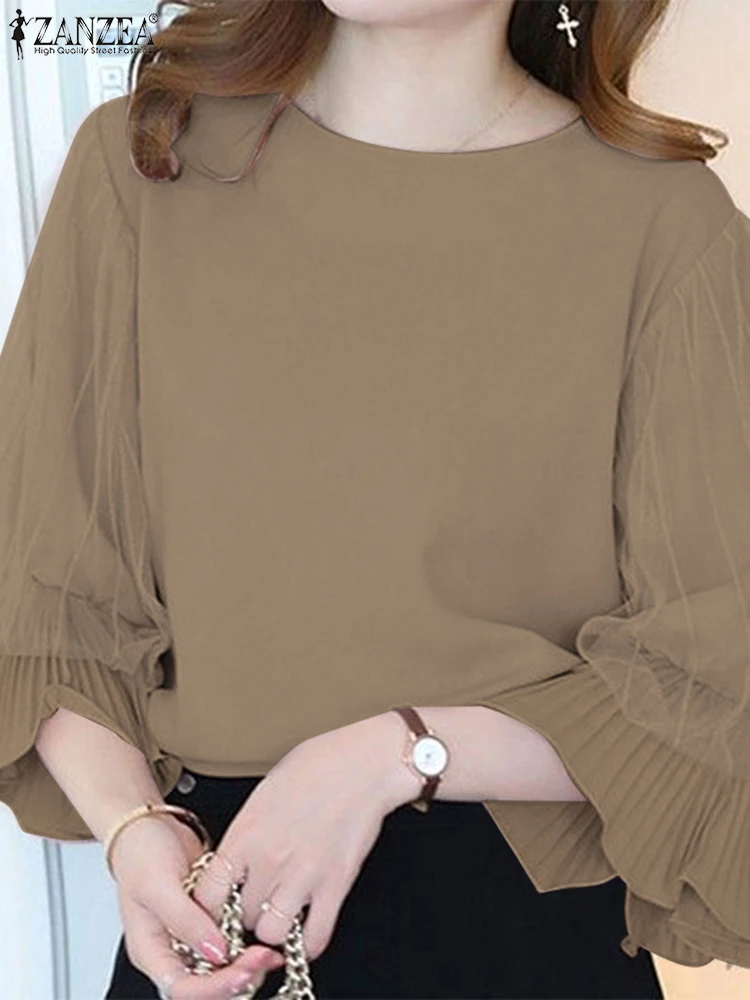 Fashion 3/4 Sleeve Chiffon Chemise ZANZEA Korean Fashion Solid Blouse Holiday Mesh Stitching Pleating Tops Casual Women Blusas
Fashion 3/4 Sleeve Chiffon Chemise ZANZEA Korean Fashion Solid Blouse Holiday Mesh Stitching Pleating Tops Casual Women Blusas