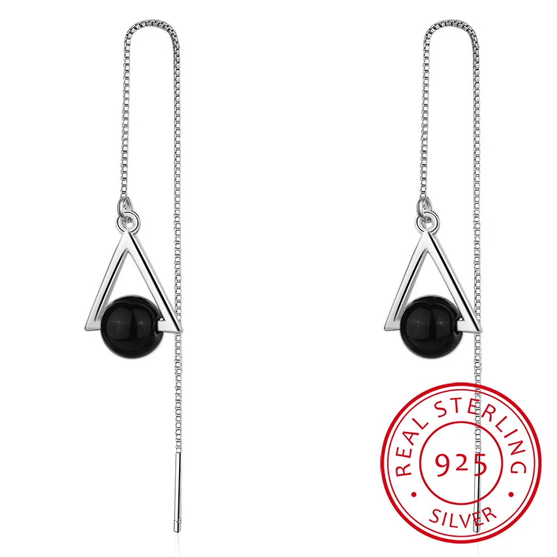 Beautiful Triangle Geometric 925 Sterling Silver Jewelry Long Exaggerated Natural Black Crystal Tassel Dangle Earrings
Beautiful Triangle Geometric 925 Sterling Silver Jewelry Long Exaggerated Natural Black Crystal Tassel Dangle Earrings