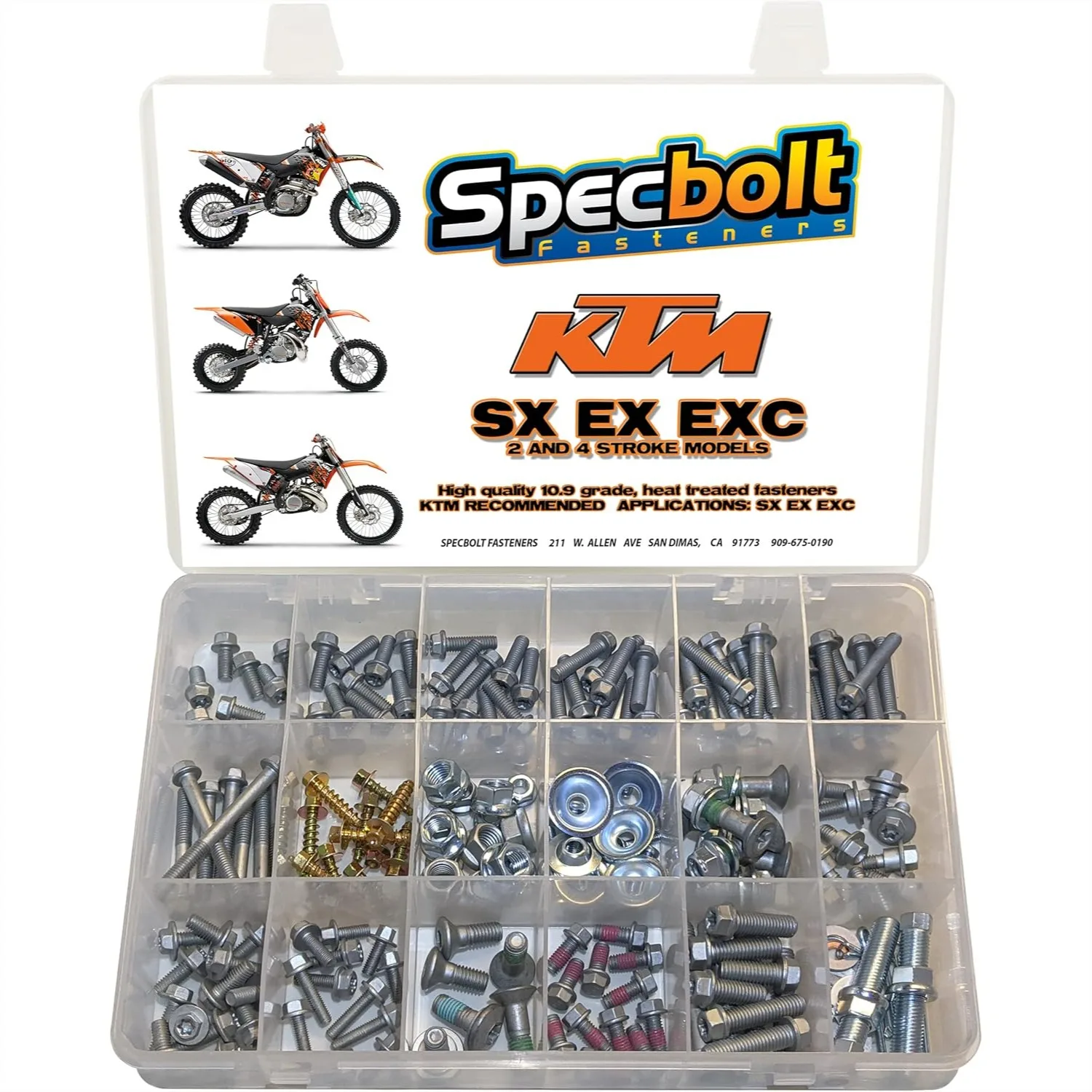 250pc Specbolt Flange Bolt Kit for KTM SX SX-F EXC EXC-F XC XC-F XCF-W XC-W MXC Freeride 2&4 Stroke Maintenance & Upkeep
250pc Specbolt Flange Bolt Kit for KTM SX SX-F EXC EXC-F XC XC-F XCF-W XC-W MXC Freeride 2&4 Stroke Maintenance & Upkeep