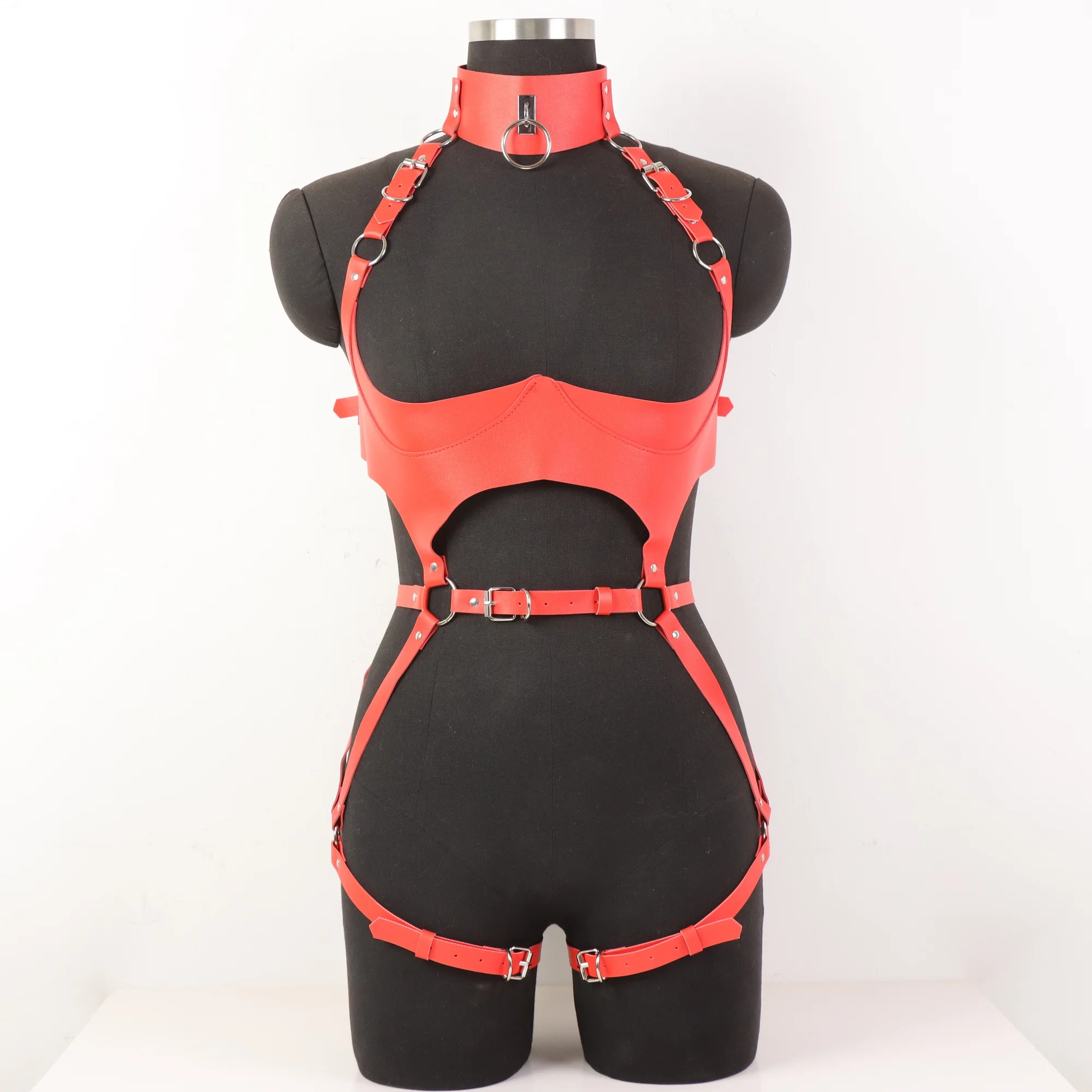Women'S Sexy Gothic Vegan Faux Leather Full Body Harness Belt, Garter Belt Set
Women'S Sexy Gothic Vegan Faux Leather Full Body Harness Belt, Garter Belt Set