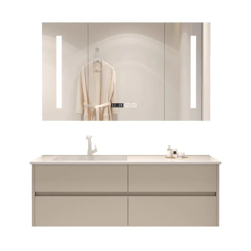 Rock slab bathroom cabinet combination modern simple integrated seamless basin cream wind solid wood sink
Rock slab bathroom cabinet combination modern simple integrated seamless basin cream wind solid wood sink
