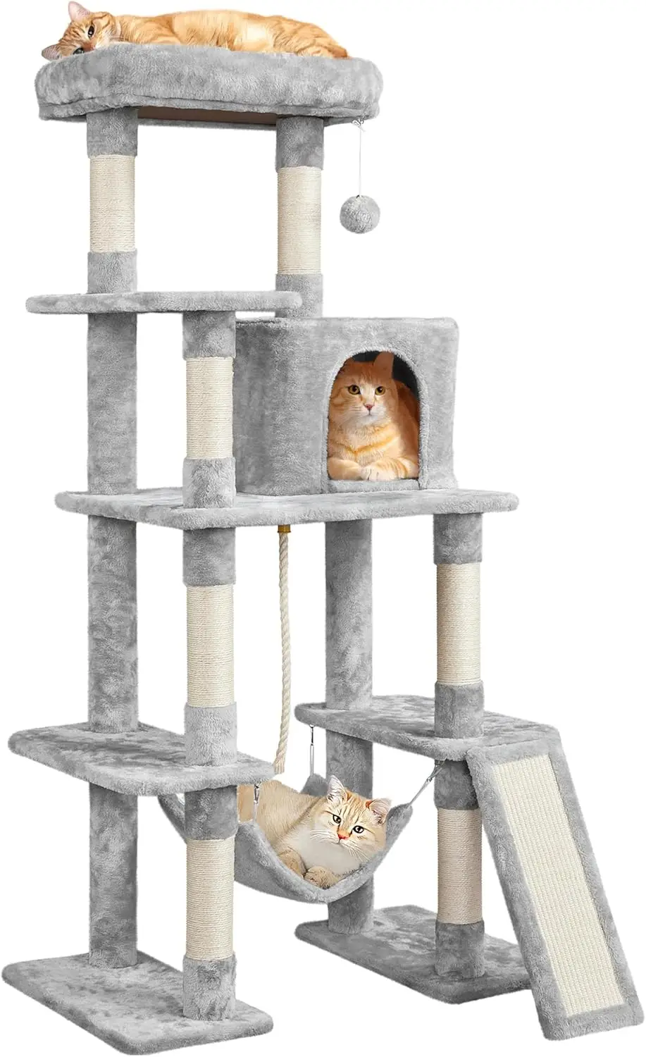 54in Multi-Level Cat Tree with Hammock, Scratching Posts, and Condo for Large Cats
54in Multi-Level Cat Tree with Hammock, Scratching Posts, and Condo for Large Cats