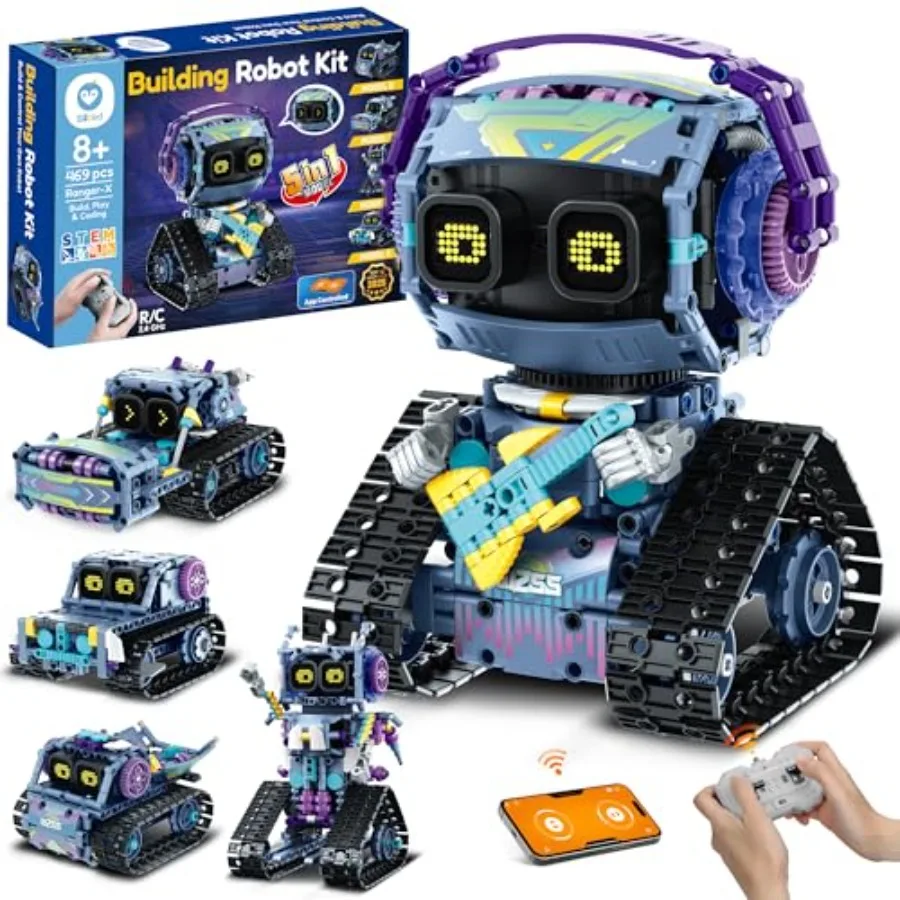 Robot Building Kit for STEM Education ABS Plastic Blue-Gray Remote Control 5-in-1 Build Options with 469 Pieces
Robot Building Kit for STEM Education ABS Plastic Blue-Gray Remote Control 5-in-1 Build Options with 469 Pieces