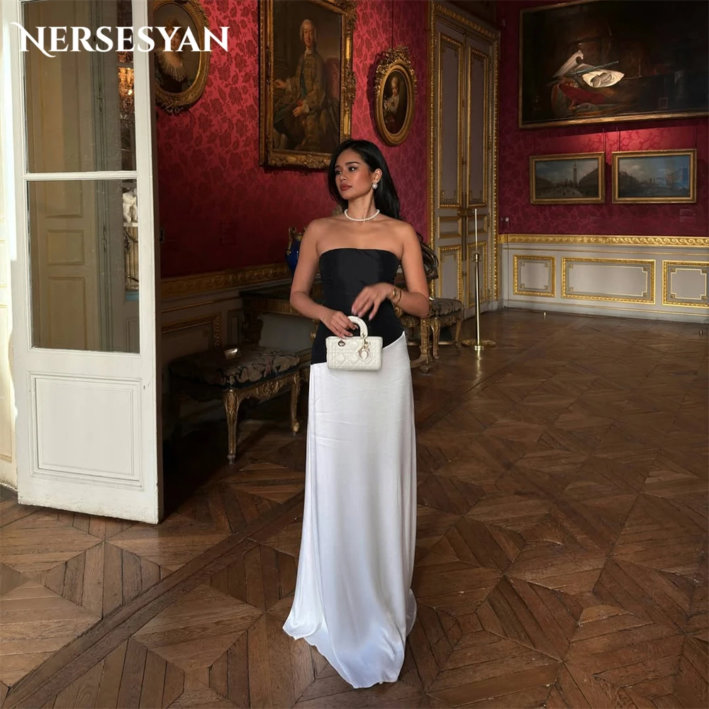 Nersesyan White And Black Satin Evening Dresses Off Shoulder A Line Backless Formal Dress Sleeveless 2025 Party Gowns Customized
Nersesyan White And Black Satin Evening Dresses Off Shoulder A Line Backless Formal Dress Sleeveless 2025 Party Gowns Customized