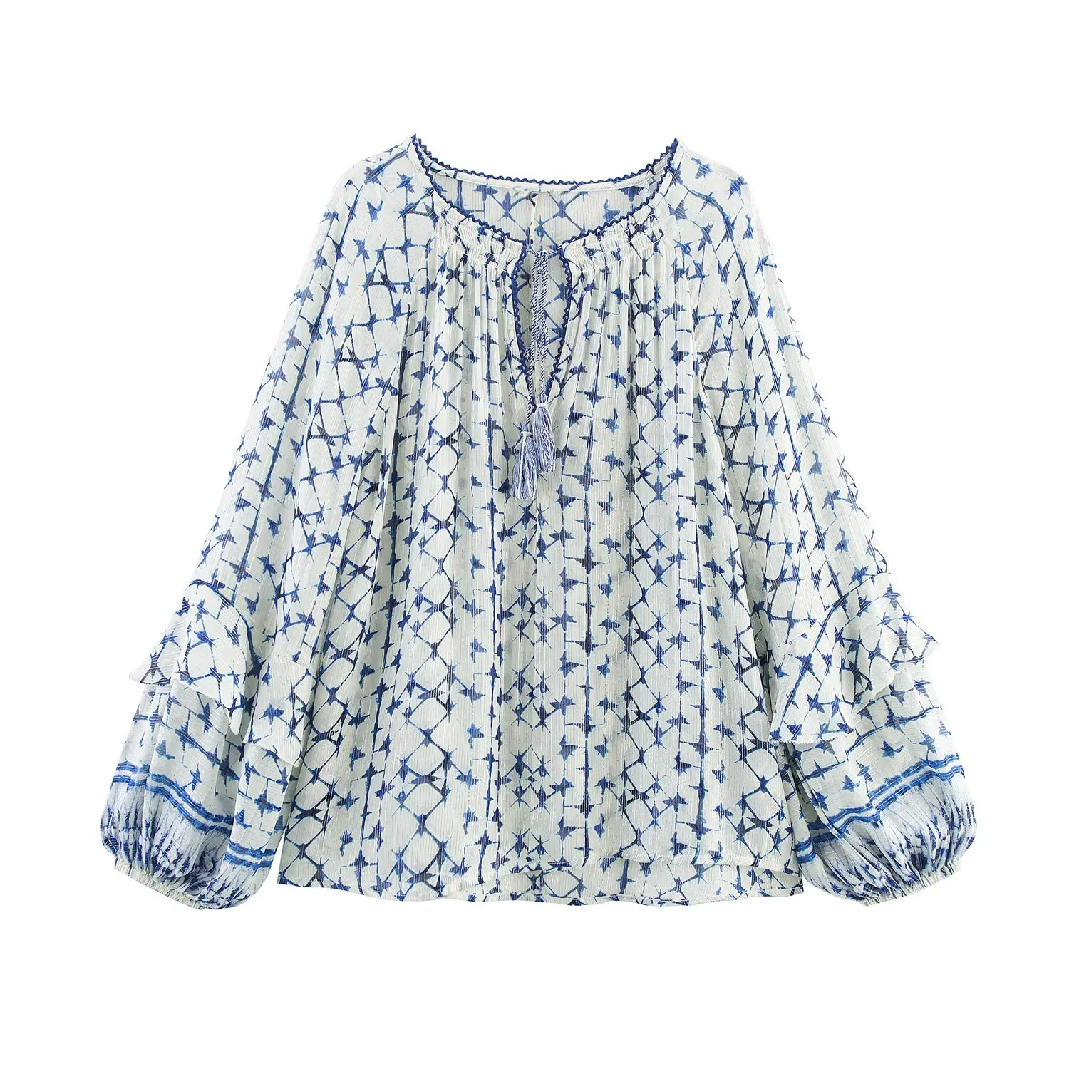 Korejepo Women Blouse New Clothing European American Style Metal Line Printed Round Neck Hanging Top
Korejepo Women Blouse New Clothing European American Style Metal Line Printed Round Neck Hanging Top