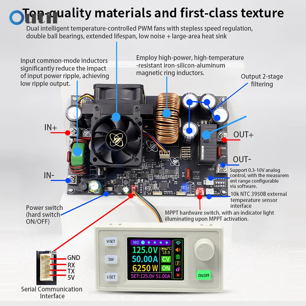 XY12550S CNC DC Buck Power Supply 50A/6250W Adjustable Stabilized Power Supply Constant Voltage/Current Support Weather Systems
XY12550S CNC DC Buck Power Supply 50A/6250W Adjustable Stabilized Power Supply Constant Voltage/Current Support Weather Systems