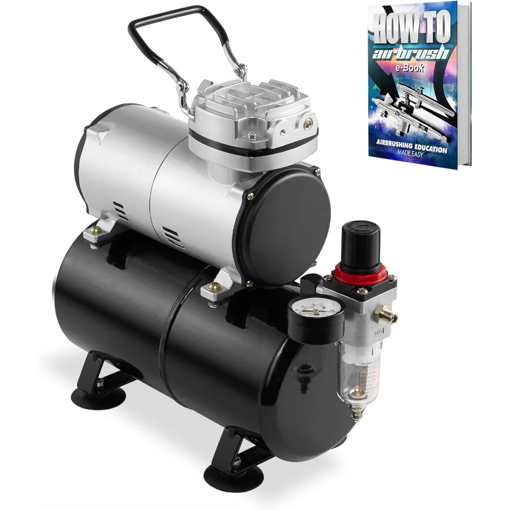 1/5 HP Airbrush Compressor with Air Tank, Regulator, Gauge and Water Trap - Quiet Portable Pump Silver
1/5 HP Airbrush Compressor with Air Tank, Regulator, Gauge and Water Trap - Quiet Portable Pump Silver