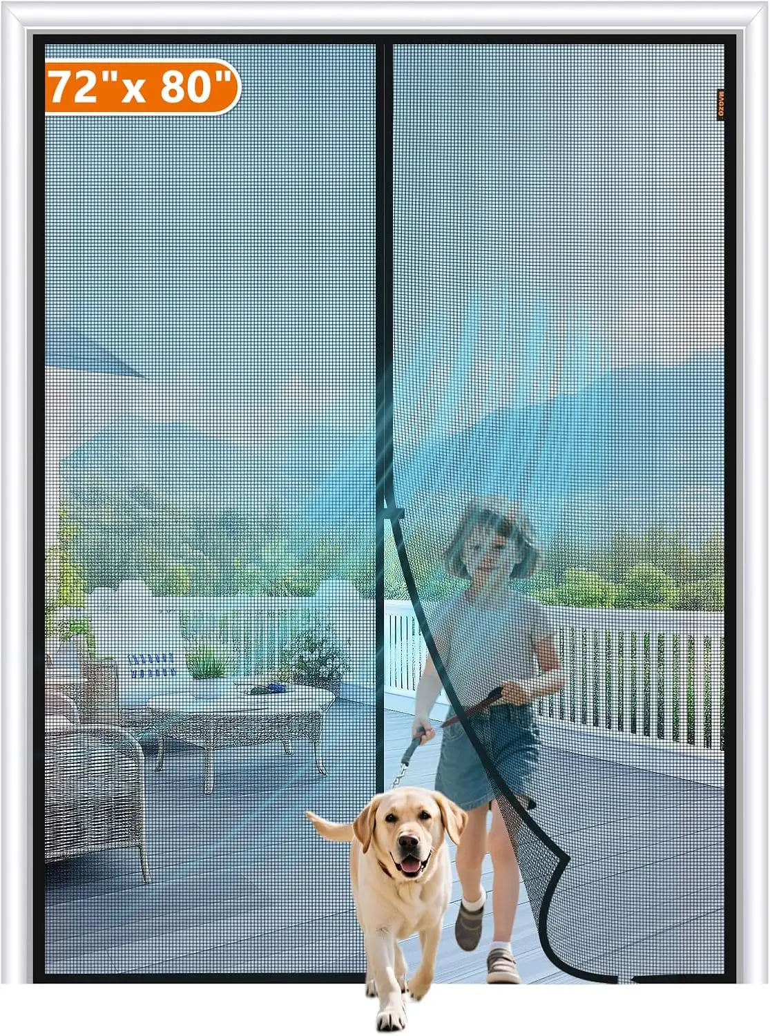 Magnetic Screen Door Fit Door Size 72 x 80 Inch, Screen Size 74" x 81" French Door Screen with Full Frame Hook&Loop Black
Magnetic Screen Door Fit Door Size 72 x 80 Inch, Screen Size 74" x 81" French Door Screen with Full Frame Hook&Loop Black