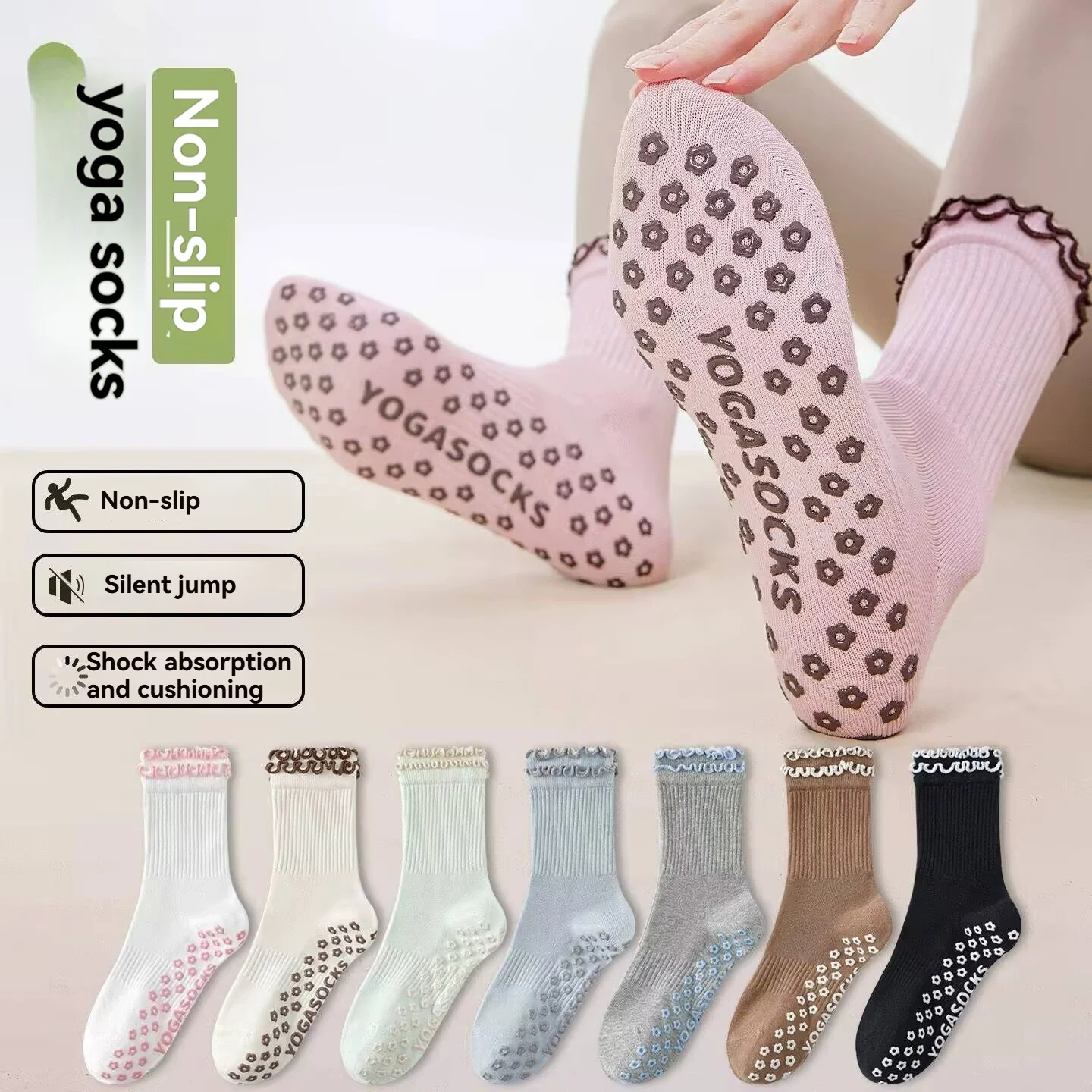 8 Pairs/Pack Women's Non-Slip Yoga Socks with Silicone Grippers, Ruffled Lace for Pilates Fitness Running Trampoline
8 Pairs/Pack Women's Non-Slip Yoga Socks with Silicone Grippers, Ruffled Lace for Pilates Fitness Running Trampoline