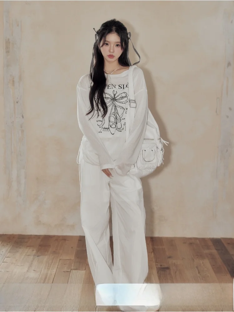 ELEVEN SP Summer Lightweight White Loose Wide Leg Casual Pants Women's Comfortable Loose Hanging Long Trousers
ELEVEN SP Summer Lightweight White Loose Wide Leg Casual Pants Women's Comfortable Loose Hanging Long Trousers