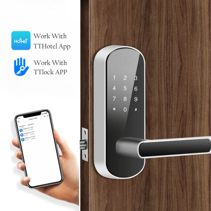 Wireless Bluetooth TTlock App smart home electronic digital door handle black interior door for apartments
Wireless Bluetooth TTlock App smart home electronic digital door handle black interior door for apartments