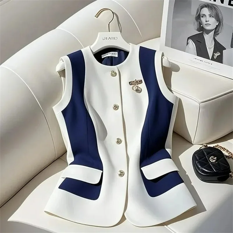 Suit Vest Women's Vest Jacket 2025 Spring Autumn New Tops Sleeveless High-end Waist Slim Temperament Waistcoats Female Overcoat
Suit Vest Women's Vest Jacket 2025 Spring Autumn New Tops Sleeveless High-end Waist Slim Temperament Waistcoats Female Overcoat