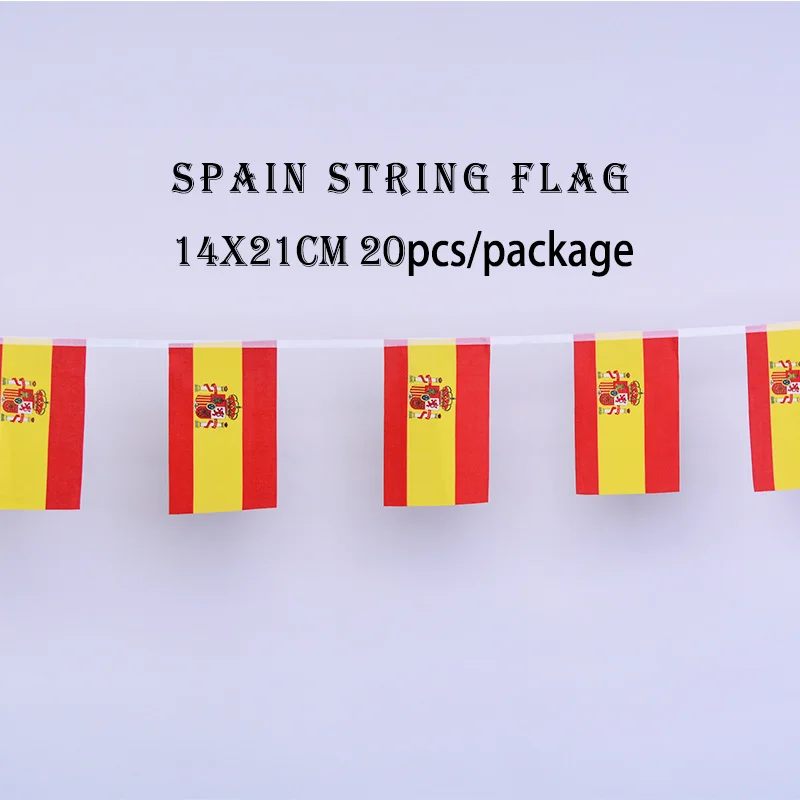 20pcs/lot Spain bunting flags 14x21cm polyester Pennant Spain String flags Banner Buntings Festival Party Holiday decoration
20pcs/lot Spain bunting flags 14x21cm polyester Pennant Spain String flags Banner Buntings Festival Party Holiday decoration