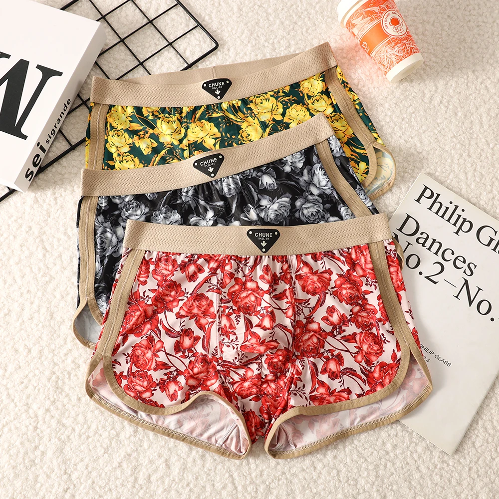 3PCS/Pack Fashion Floral Print Ice Silk Men's Panties Breathable Comfort Mesh Crotch Boxers High Elastic Waist Underwear for Man
3PCS/Pack Fashion Floral Print Ice Silk Men's Panties Breathable Comfort Mesh Crotch Boxers High Elastic Waist Underwear for Man