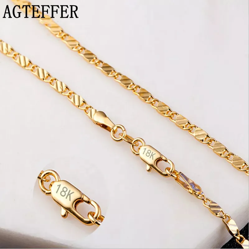 AGTEFFER 925 Sterling Silver 2MM 16-30 Inch Gold Side Chain Necklace For Woman Men Fashion Jewelry Charm Necklace Gift
AGTEFFER 925 Sterling Silver 2MM 16-30 Inch Gold Side Chain Necklace For Woman Men Fashion Jewelry Charm Necklace Gift