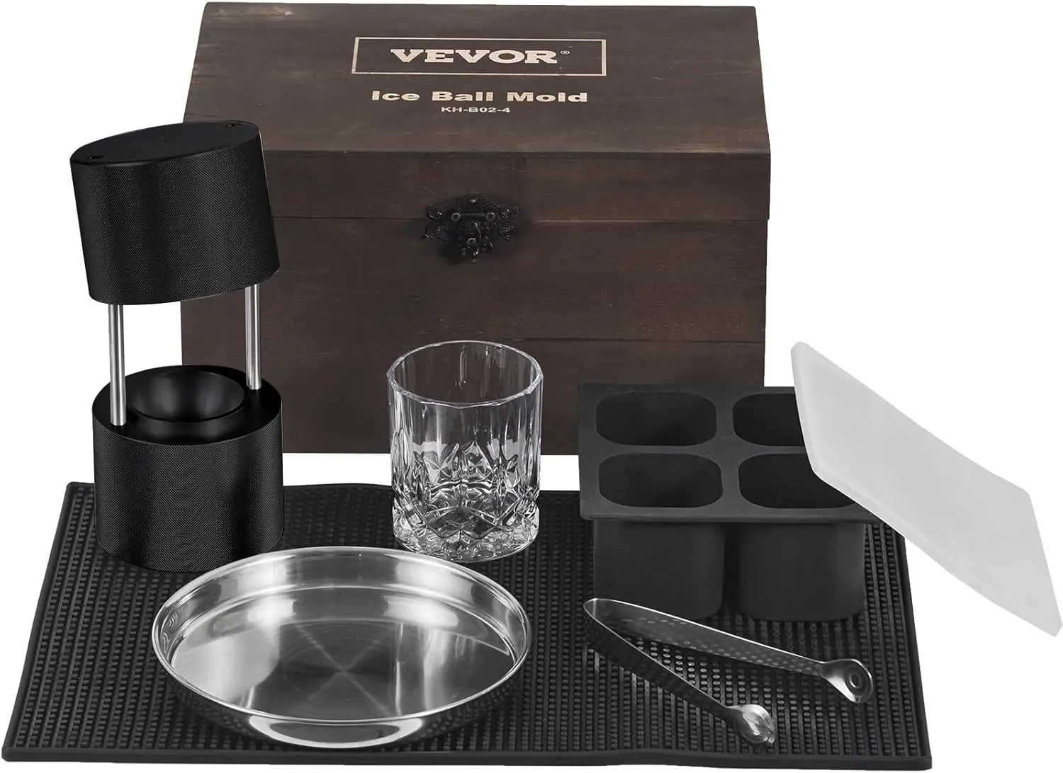 Ice Ball Press, 2.4"/60 mm Aviation Aluminum Ice Press with Ice Block Mold, Large Mat, Tong, Drip Tray, 1 Glass, Round Ice
Ice Ball Press, 2.4"/60 mm Aviation Aluminum Ice Press with Ice Block Mold, Large Mat, Tong, Drip Tray, 1 Glass, Round Ice