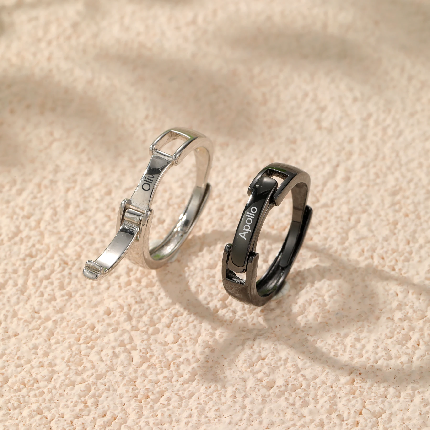 Engraved Name Ring Promise Rings Adjustable Rings for Couples Custom Couple Band Anniversary Promise Ring Set Wedding Ring