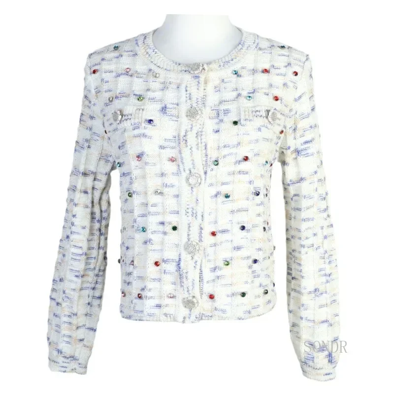 Women's Contrast Color Beaded Cardigan, Knitted Sweater, Round Neck, Long Sleeved Coat, Elegant Tops, Autumn, Winter, 2024
Women's Contrast Color Beaded Cardigan, Knitted Sweater, Round Neck, Long Sleeved Coat, Elegant Tops, Autumn, Winter, 2024